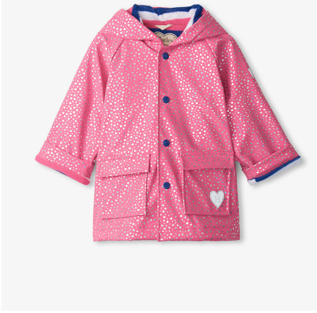 Glitter Hearts Rain Jacket