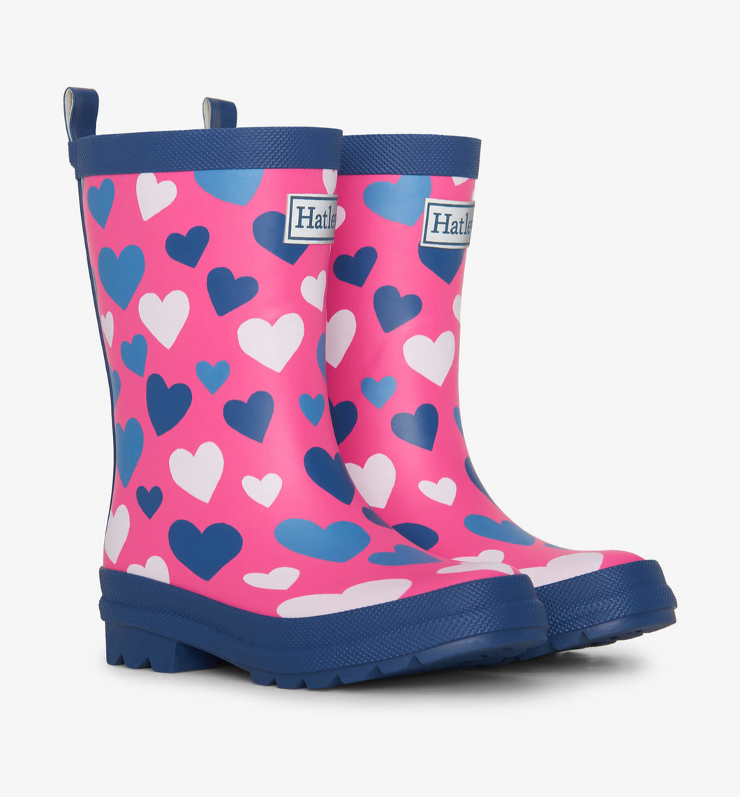 Glitter Hearts Matte Rain Boots