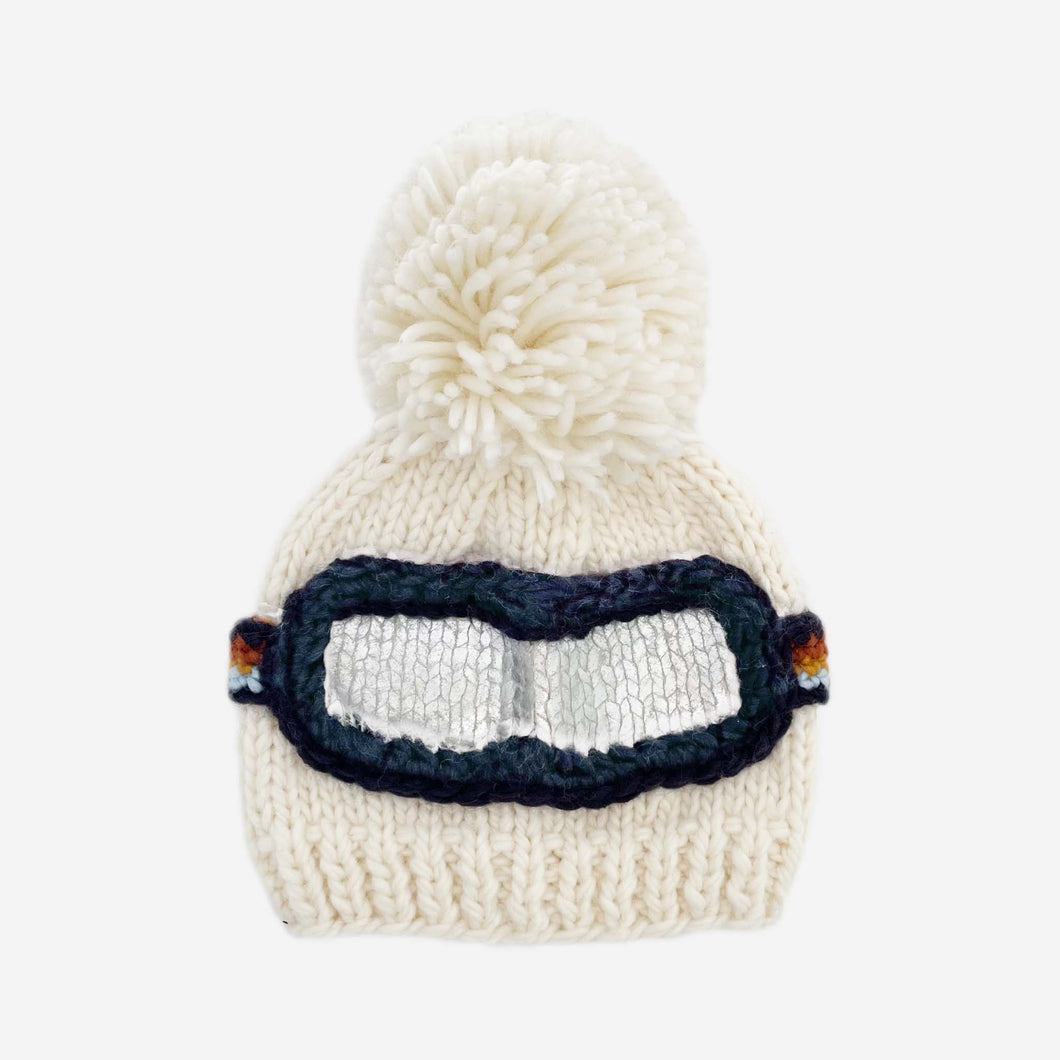 Retro Ski Goggle Pom Beanie