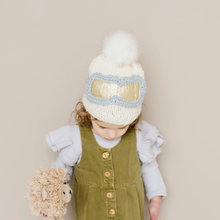 Load image into Gallery viewer, Sea Foam Grey Goggle Pom Hat
